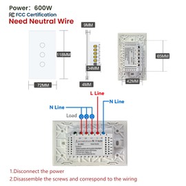 LOUYSGEN Zigbee Smart Switch 118X72X34MM,Need Zigbee Hub and Neutral Wire,2.4GHz WiFi,Touch Light Switch Glass Panel,Work with Tuya Google Home and Alexa,White 3 Gang