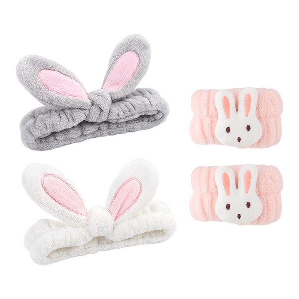 2 Pieces Of Rabbit Ear Headbands, 1 Piece Of Rabbit