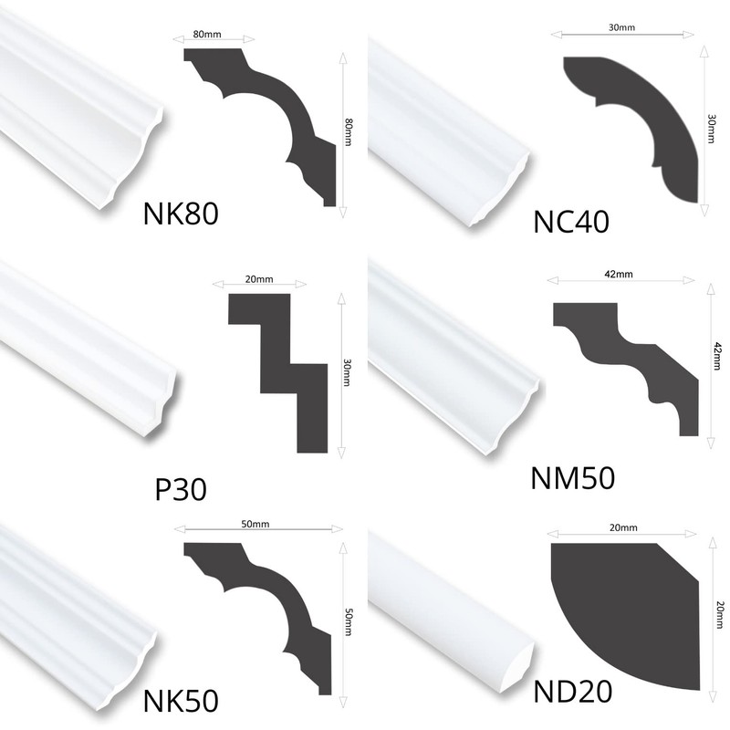 NC40 Ceiling Moulding Polystyrene XPS Stucco Moulding Cornice Strip, White,