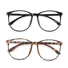 Dolarosey 2 Pack Blue Light Blocking Glasses Oversized Frame for Computer/Phone/Pad/Game/TV,Anti Glare Avoids Headaches Eye Strain(black and tortoiseshell)