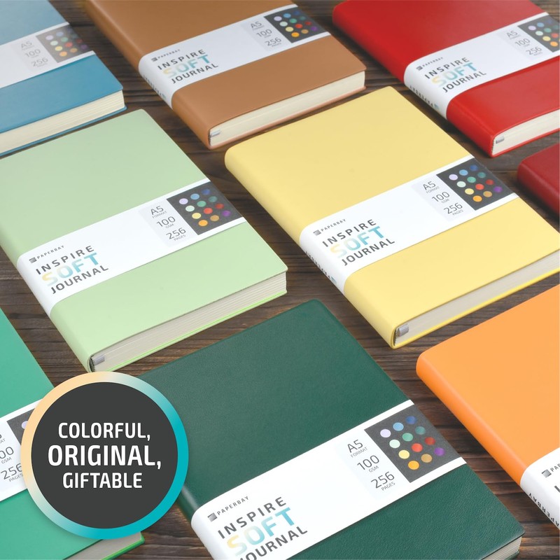PAPERBAY A5 Notebook Soft Cover Journal for Writing, 256-Page 100