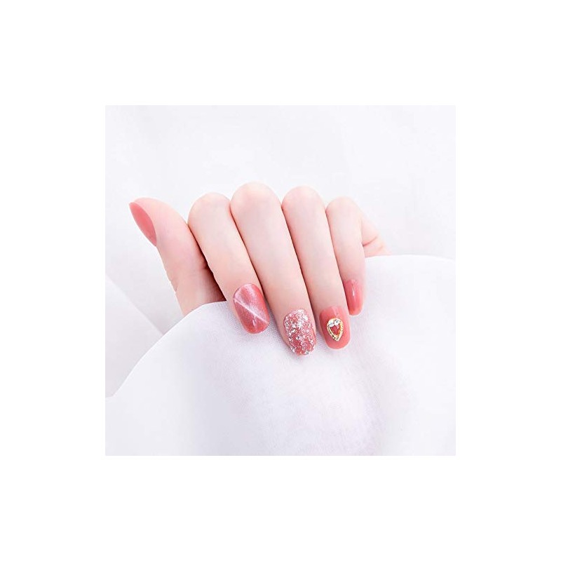 24 Pcs Nail Tips, 3D Butterfly Decoration, Churunto Pink Yukidaruma