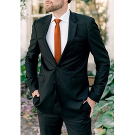 HISDERN Men's Tie Slim Plain Silk Ties for Men Classic Formal Elegant Tie Wedding Party Business Tie 6 cm, orange