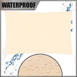 Amgo 9' x 14' Custom Size Beige Rectangle Square Waterproof Sun Shade Sail Order to Make UPF50+ AMWTPR0712 Canopy Awning, 98% UV Blockage Water Resistant, Backyard Patio Garden (We Customize)