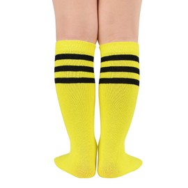 Kids Soccer Socks Knee High Socks for Toddler Boys and Girls Sport Socks 3-6 Years Yellow Black 1 Pack