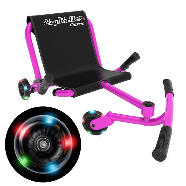 EzyRoller Classic Ride On Scooter for Kids Ages 4+ - Pink LED Limited Edition