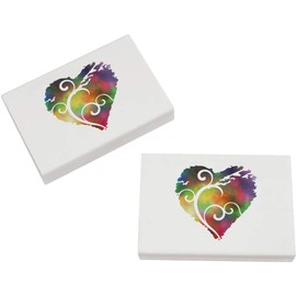 2 x 45mm 'Colourful Heart with Swirls' Erasers/Rubbers (ER00034566)