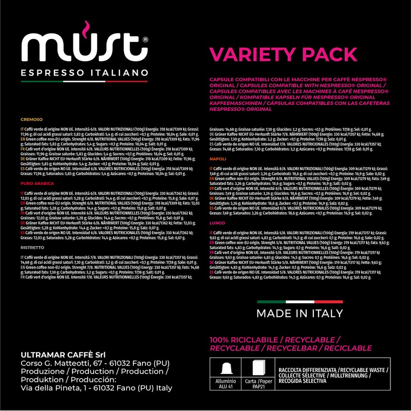 MUST Nespresso Compatible Coffee Capsules Variety Coffee Selection 50 (5