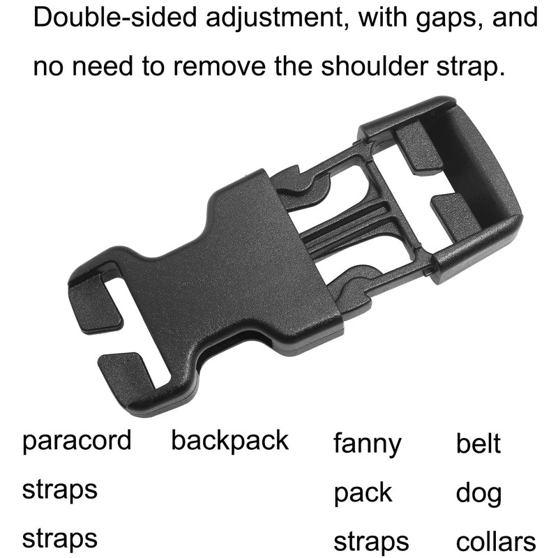 LUORNG No Sewing Required Buckle 6PCS 25mm Multi-Size Black Plastic