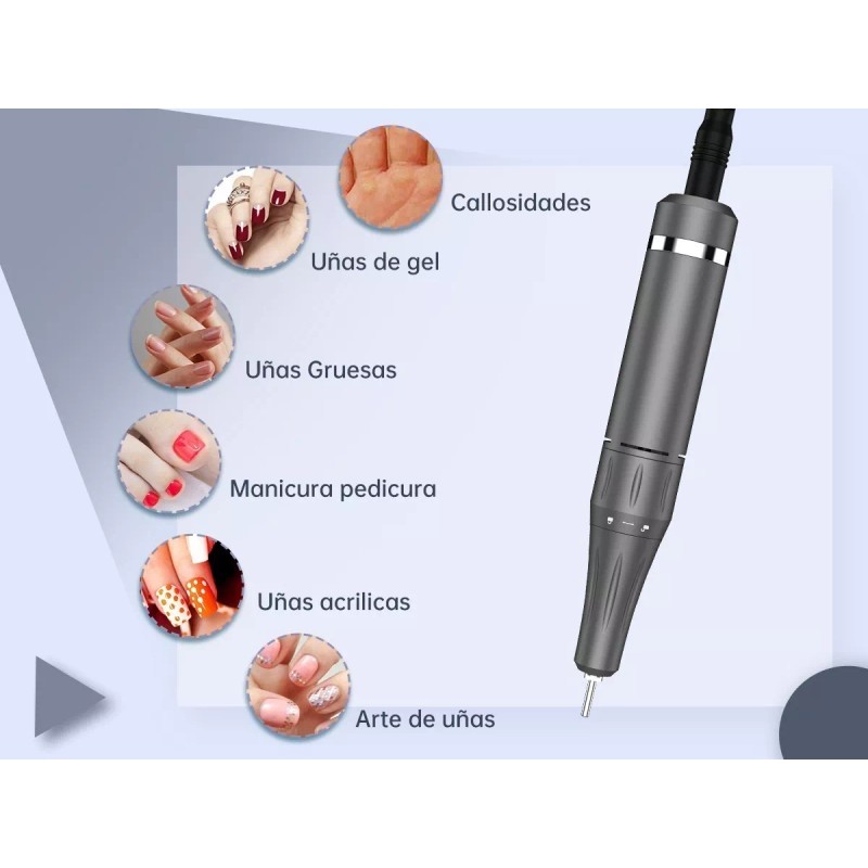 Delanie Pulidor Recargable De 35000 Rpm Gris Para Uñas