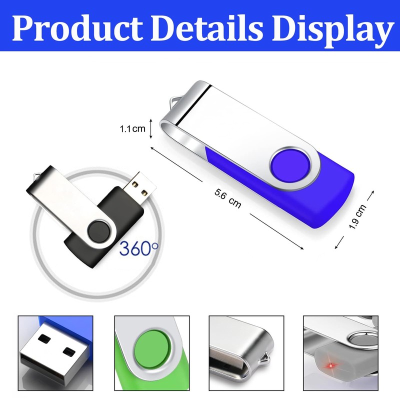 Pack of 20 8 GB USB 2.0 Memory Stick Rotate