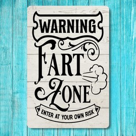 Funny Bathroom Sign - Metal Plaque, Toilet Humour, Jokes, Quotes & Sayings, Bath Decor, Home Accessories for Wall, Door, House for Welcoming Guests - 20cm x 30cm (Set of 4 Bathroom Signs)