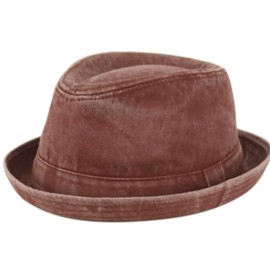 Men's Casual Vintage Style Washed Cotton Fedora Hat (US, Alpha, Large, X-Large, Burgundy)