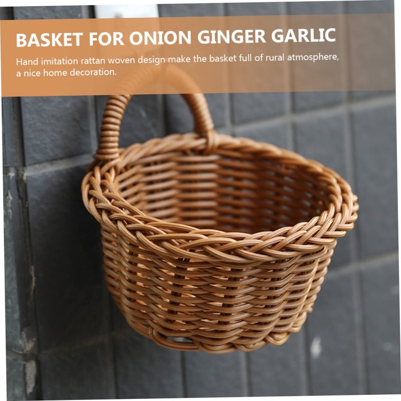 Anneome 2Pcs Decorative Imitation Rattan Wall Hanging Basket Multi-function Woven