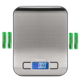 Tomiba Digital Kitchen Food Scale 11 lb Grams and Ounces Small Stainless Steel Backlit