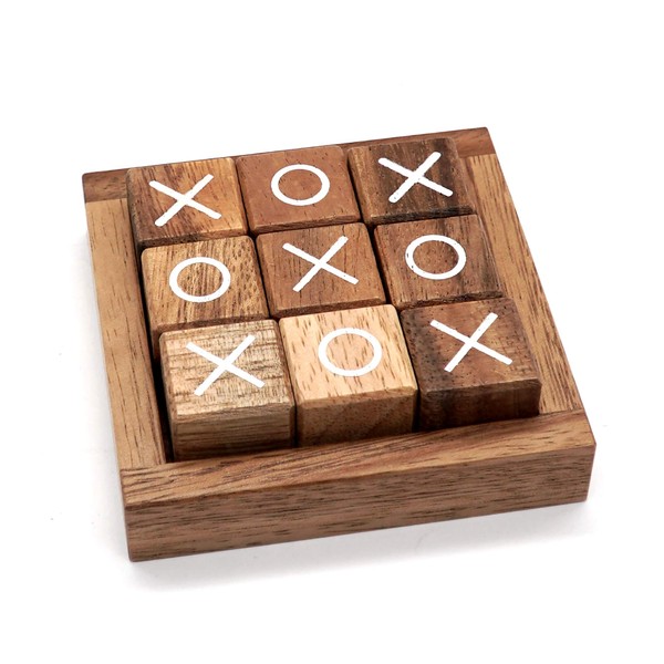 Tic Tac Toe for Kids and Adults Coffee Table Living Room Decor and Desk Decor Family Games Night Classic Board Games Wood Rustic for Families Size 4 Inch