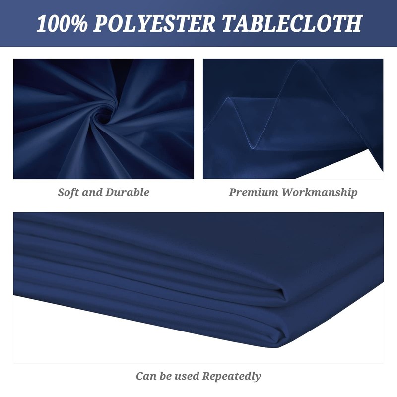 Pesonlook 2Pack Navy Blue Tablecloths for 8 Foot Rectangle Tables