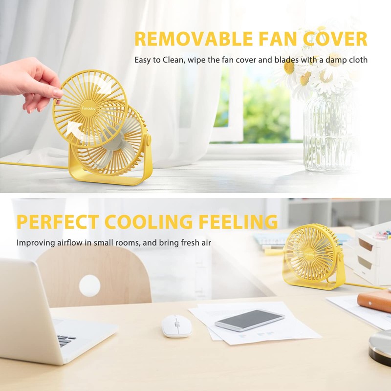 FARADAY USB Desk Fans 5 Inches Portable Table Fans 360°