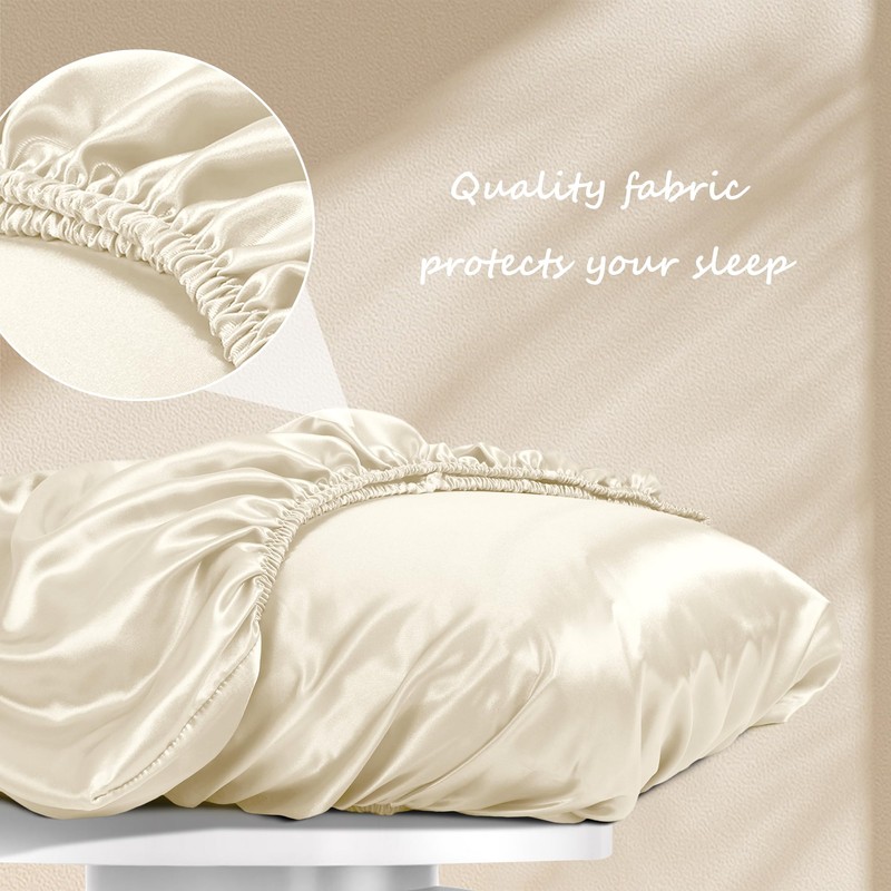 Manyshofu Satin Pillowcases for Hair Protection - 1Pcs Beige Pillow