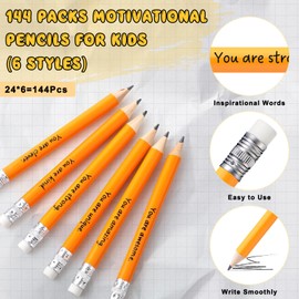 Spakon 24 Pack Mini Pencils Bulk Inspirational Golf Pencils Rainbow Short Sharpened Pencils with Eraser for Christmas Favor Gift Kid School Office (Yellow)
