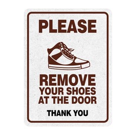 Signs ByLITA Portrait Round Plus Please Remove Your Shoes At The Door Thank You Sign - 6 x 8' - Large