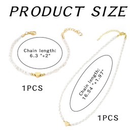 FDGGT 1 Piece Pearl Love Necklace and 1 Piece Pearl Love Bracelet, Women's Jewellery, Eleer Jewellery, Clothing Accessories