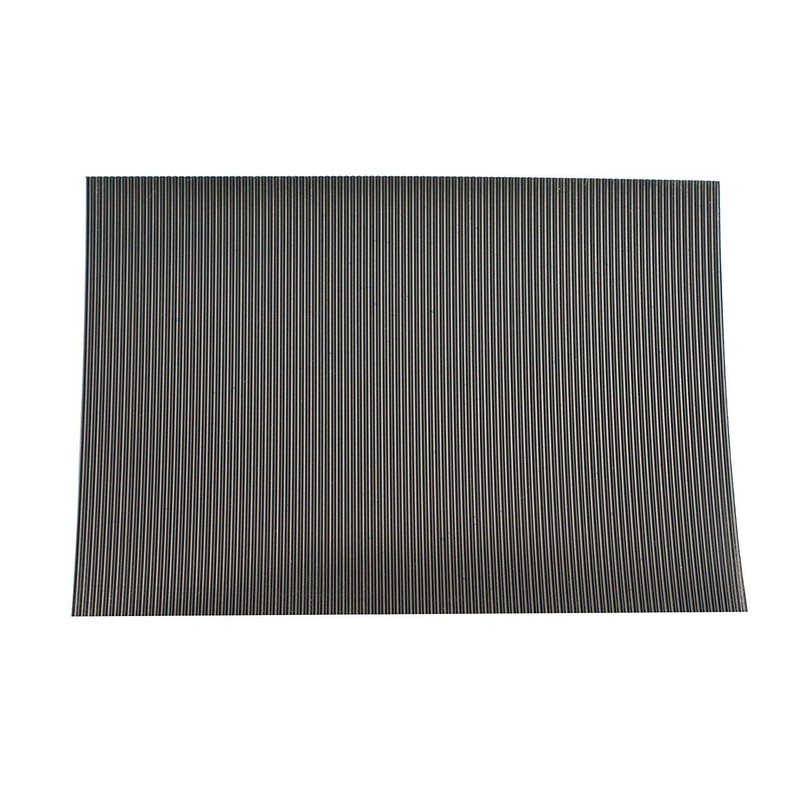 Fine Fluted Black Ribbed Rubber Matting 3mm Thick: Size A4