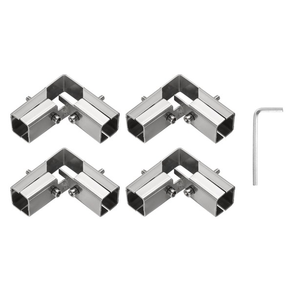 uxcell 4Pcs Square Structural Pipe Connectors 3 Way End Rails