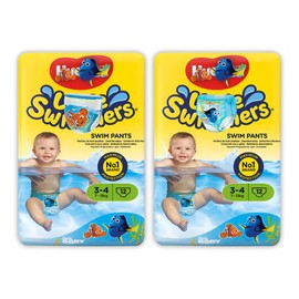Little Swim Disposable Swim Pants – Size 3-4 (7-15kg), 12 Count x Bundle of 2 | Leak-Resistant | Ideal for Pool & Beach Fun