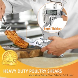 Kitchen Shears Heavy Duty Kitchen Scissors Poultry Shears, Stainless Steel Food Scissors Multiful Sharp Utility Scissors for Chicken,Turkey,Fish Thanksgiving Christmas Day