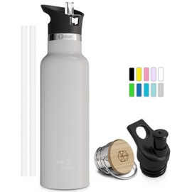 Kids Water Bottle Easy-Sip Straw Lid Leak-Proof Insulated Stainless Steel Thermos Perfect for School & Pickleball 3 Lids BPA-Free Keeps Drinks Cold for 24 Hours