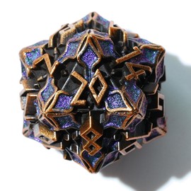 Metal Dice for DND - Spire Sanctum Series - Polyhedral Dice Set for D&D, RPG and More - Balanced Rolls, Beautiful 7 Piece Set for Dungeons and Dragons (Antique Gold Purple Glitter)