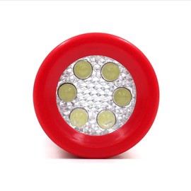 LED Flashlight, Wall-mount LED Handheld Light with 6 Ultra Bright Led ideal for Emergency Preparedness, Power Failure, Outdoor, Camping, Night light, Red (Red)