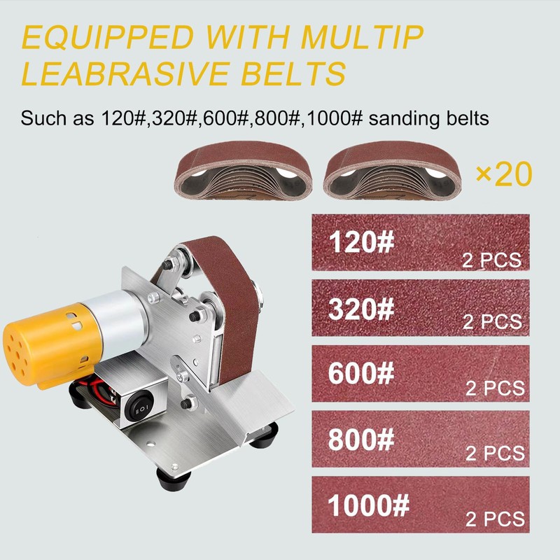 Mini Belt Sander, 7 Adjustable Speed -15 Degree Professional Electric