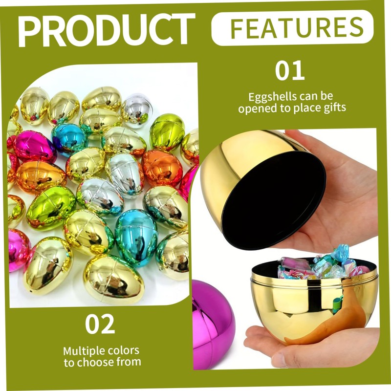 14PCS Easter Eggs, Metallic Fillable Plastic Eggs, 2.4x1.7 Colorful Bright