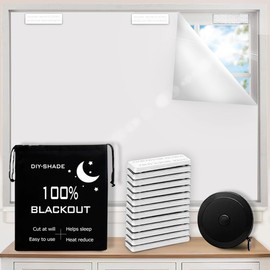 100% Blackout Curtains Magnetic Blackout Blind Window Shades Black Out Window Cover for Bedroom Living Room,Cut to Any Size/Shape (White,118"x57")