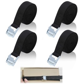TAIXING Pack of 4 Tie Down Straps with Ratchet, 25 mm x 5 m Adjustable Lashing Strap, Black, Load Capacity 250 kg, Lashing Straps with Clamping Lock, Mounting Strap for Car, Bicycle, Sack Truck,