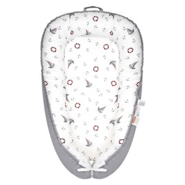 NICEMHAPU Baby Lounger, Newborn Lounger for 0-24 Months, 100% Cotton Soft Adjustable Baby Floor Seat for Travel, Co Sleeper for Girls Boys in Bed, Portable Baby Nest Lounger,Family Essentials(Ship)