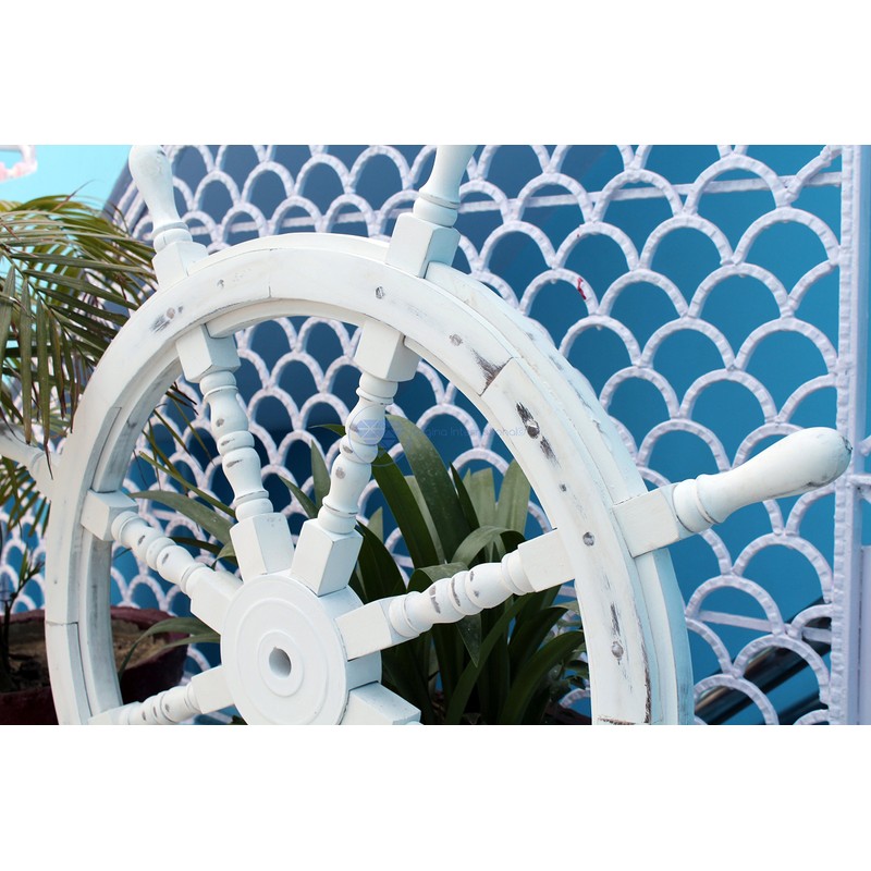Nautical Handcrafted Wooden Ship Wheel - Home Wall Decor -