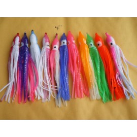 Unbranded 99 PCS. 4" (10cm.) SQUID SKIRT HOOCHIES, OCTOPUS LURE BAITS, MULTICOLOR PACK