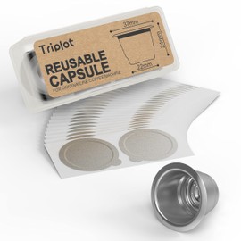 Triplot Reusable Capsules for Nespresso OriginalLine - Refillable Coffee Pods,Stainless Steel Cups Compatible for Nespresso OriginalLine Machine (1pod+50lids)