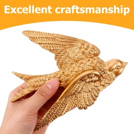 LIFKOME 2 Pieces Resin Swallows Birds Wall Sculpture 3D Flying Birds Wall Art Sculpture Ceramic Hanging Swallows Sparrow Birds Wall Decoration (+ Large)