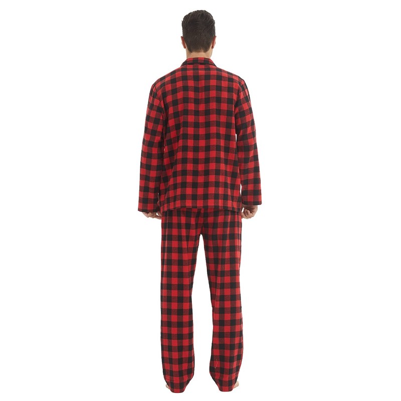 LANBAOSI Men's Pajama Sets Long Sleeve Checked Lounge Wear Set