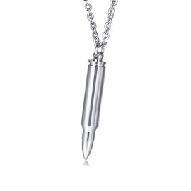 Bullet Memorial Keepsake Pendant Stainless Steel Cremation Ashes Urn Necklace Capsule Funeral Casket Urn Pendant Keepsakes for Men Women (Silver)