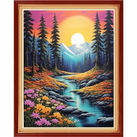 Artvxeay Stamped Cross Stitch Kits Beginners Full Range of Embroidery Starter Kits for Adults Printed Cross Stitching DIY Needlepoint Kit 11CT- (Sunrise Scenery 16x20 inch)