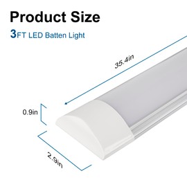 Colmeguna 2 Pack 3FT LED Batten Light, Ultra-Thin Ceiling Surface Mounted, 30W Daylight 4000K, IP20, Versatile LED Ceiling Light for Garage, Shop, Hallway, Office, Market