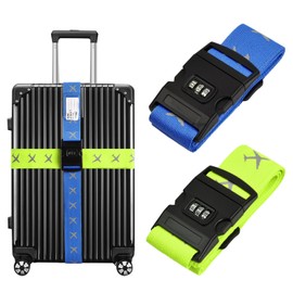 Pack of 2 Suitcase Strap, Suitcase Strap with Suitcase Tag, Bag Strap with Combination Lock, Luminous Luggage Strap, Adjustable Suitcase Strap, Shoulder Strap, Adjustable Shoulder Strap, Bag Strap,