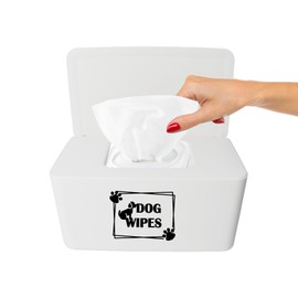 Klmnop Dog Wipes Dispenser for Paw & Butt Cleaning, 8.3L x 4.9W x 3.9H inch Wipe Holder with Lid, Refillable & Portable(White)
