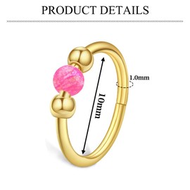 AceFun Nose Piercing Ring 18G 8 mm / 10 mm Nose Ring Piercing Ear Septum Piercing Helix Ring Nostril Tragus Conch Clicker Lip Piercing Hypoallergenic White Blue Pink Opal Nose Rings for Women,