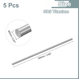 sourcing map 5Pcs GR5 Titanium Rod, Dia 2mm 0.07" Length 100mm 3.94" Metal Solid TC4 Titanium Alloy Round Bar Rod Stock for Model Plane Cars Ship DIY Craft Metal Working